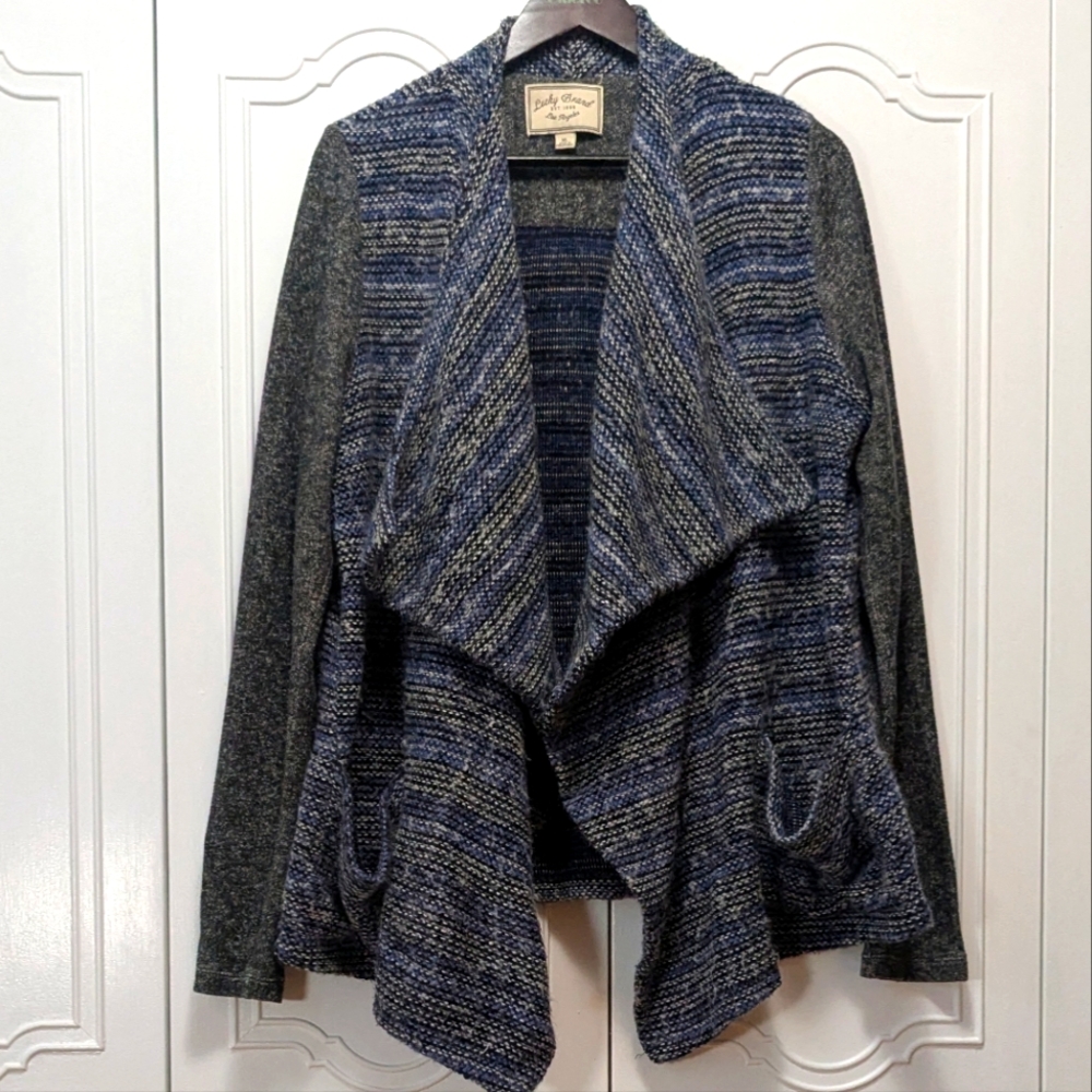 Lucky Brand Blue and Gray Heathered Cardigan